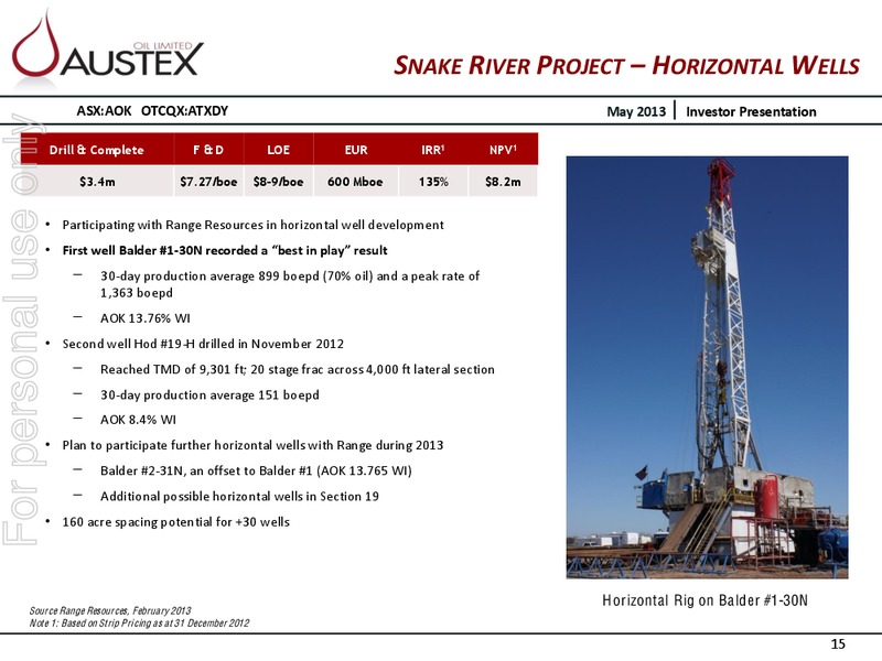 INVESTOR PRESENTATION – Austex Oil Limited – slide 14