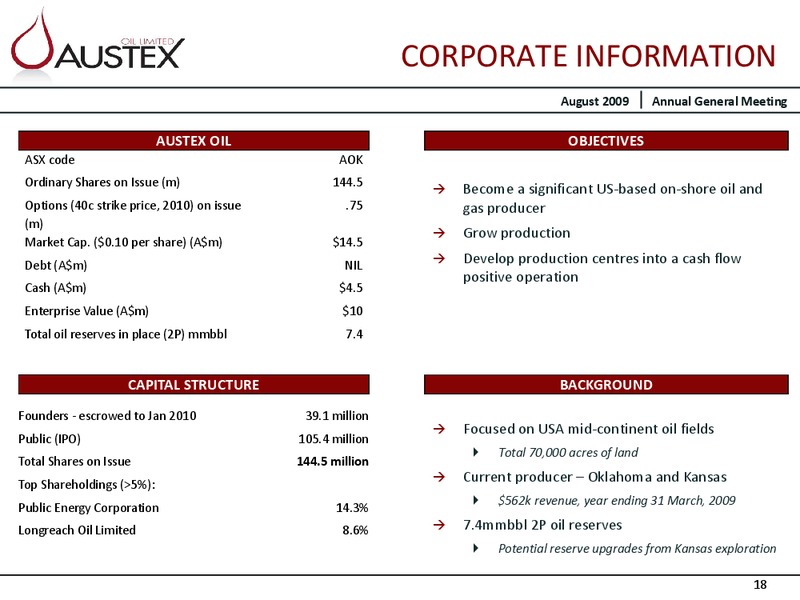 THIRD ANNUAL GENERAL MEETING – Austex Oil Limited – slide 15
