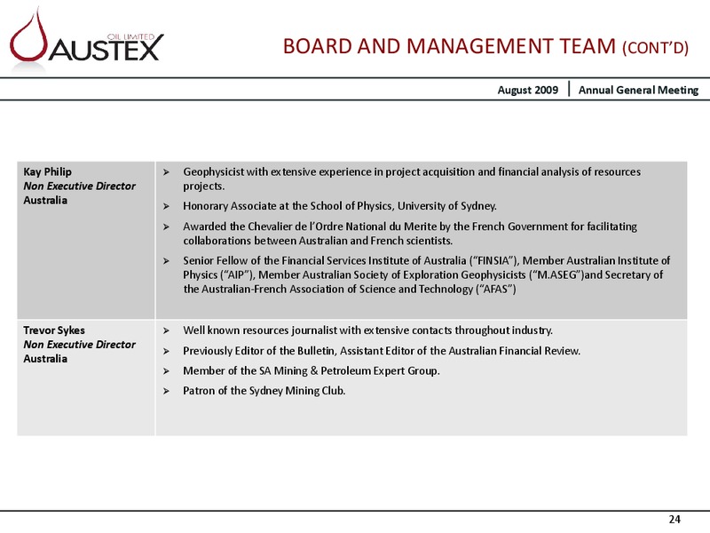 THIRD ANNUAL GENERAL MEETING – Austex Oil Limited – slide 21