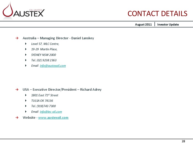 AGM PRESENTATION – Austex Oil Limited – slide 27