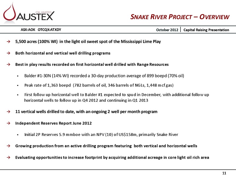 CAPITAL RAISING PRESENTATION – Austex Oil Limited – slide 10