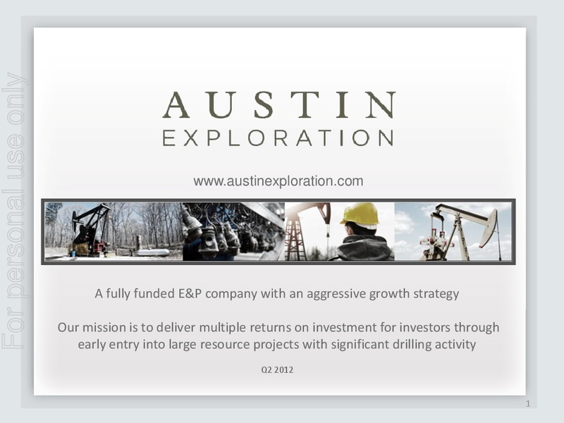 Investor Presentation – Austin Exploration Limited – slide 1