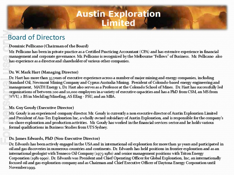 EAGLEFORD SHALE – Austin Exploration Limited – slide 3