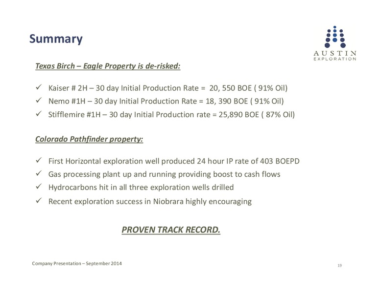 Company Presentation – Austin Exploration Limited – slide 18