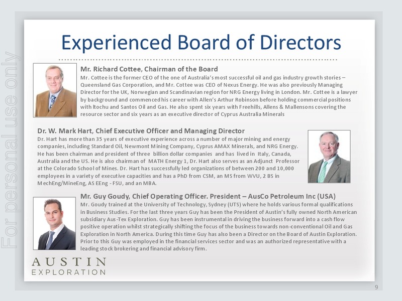 INVESTOR PRESENTATION – Austin Exploration Limited – slide 8