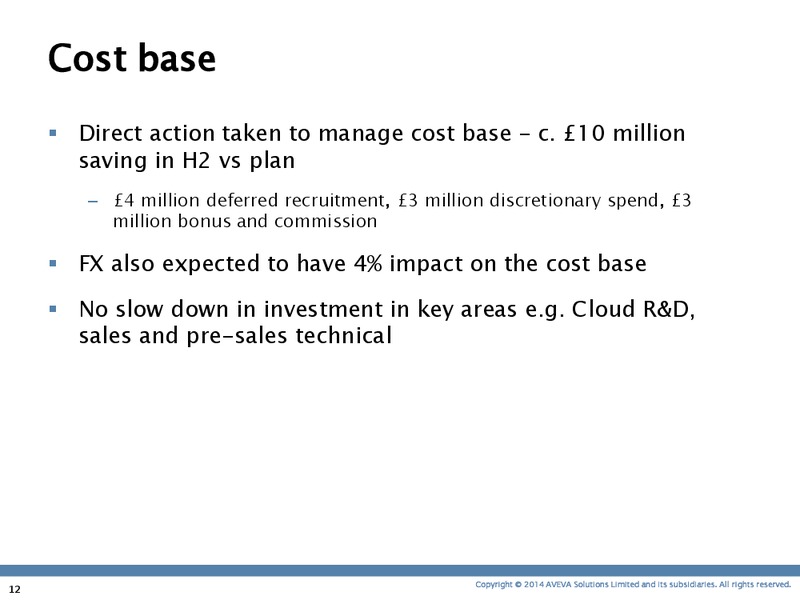 INVESTOR PRESENTATION – Aveva – slide 11