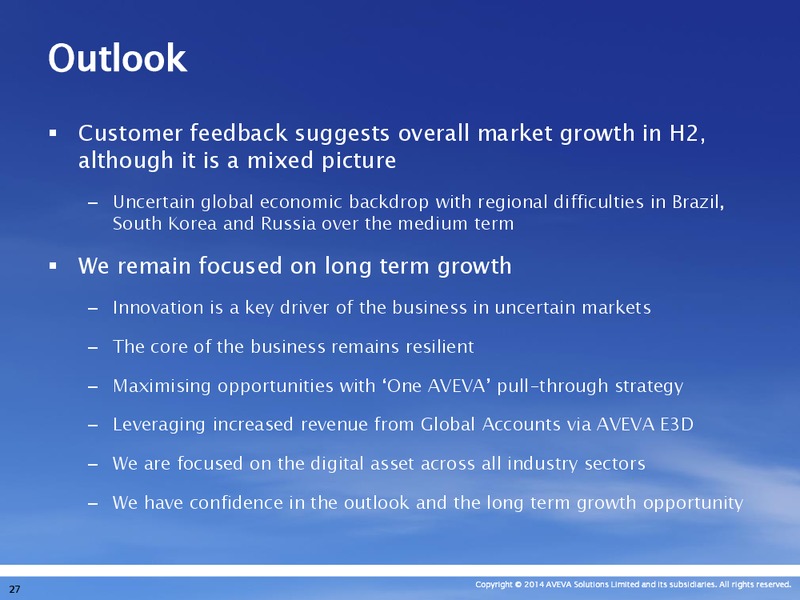 INVESTOR PRESENTATION – Aveva – slide 26