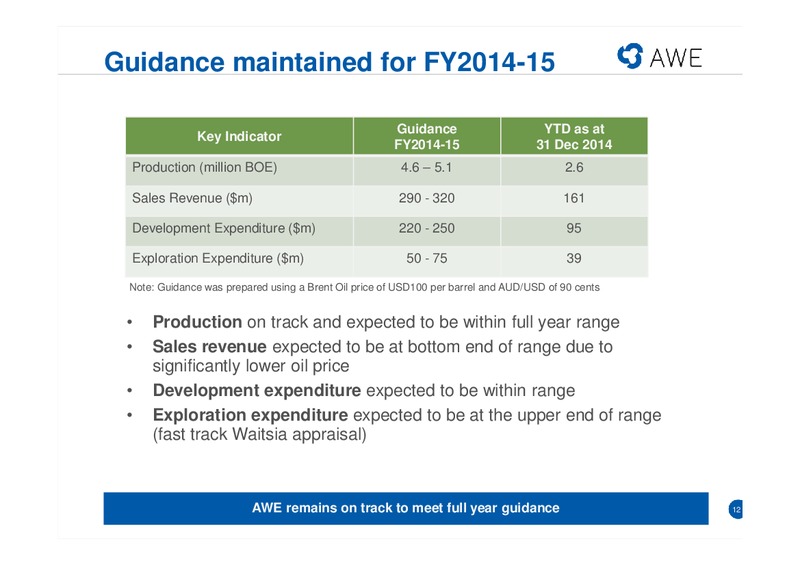 FEBRUARY 2015 INVESTOR PRESENTATION – Awe Limited – slide 11
