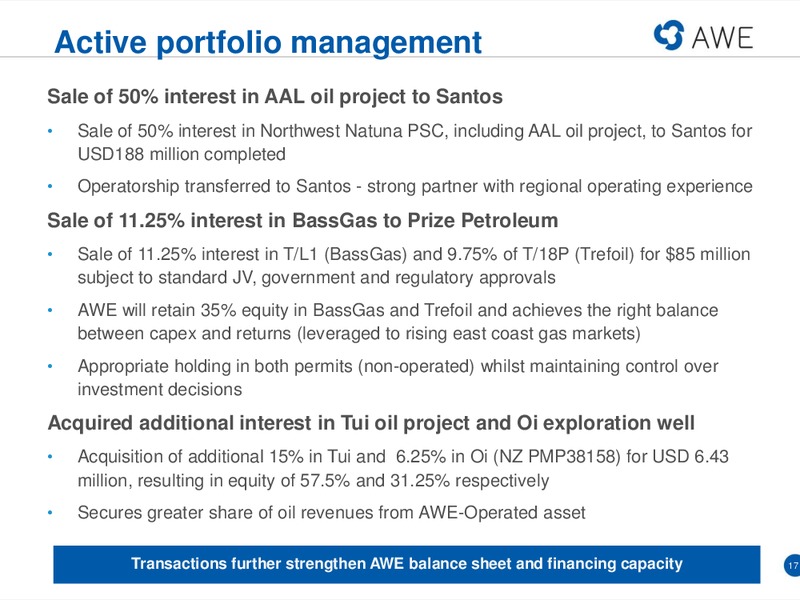 US INVESTOR ROADSHOW – Awe Limited – slide 16