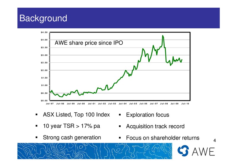 US INVESTOR PRESENTATION – Awe Limited – slide 4