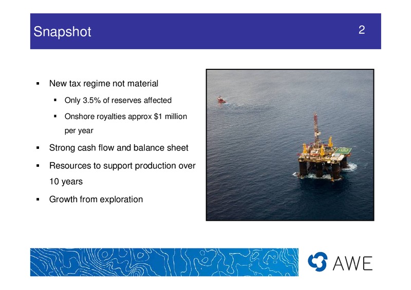 UBS PRESENTATION – Awe Limited – slide 2