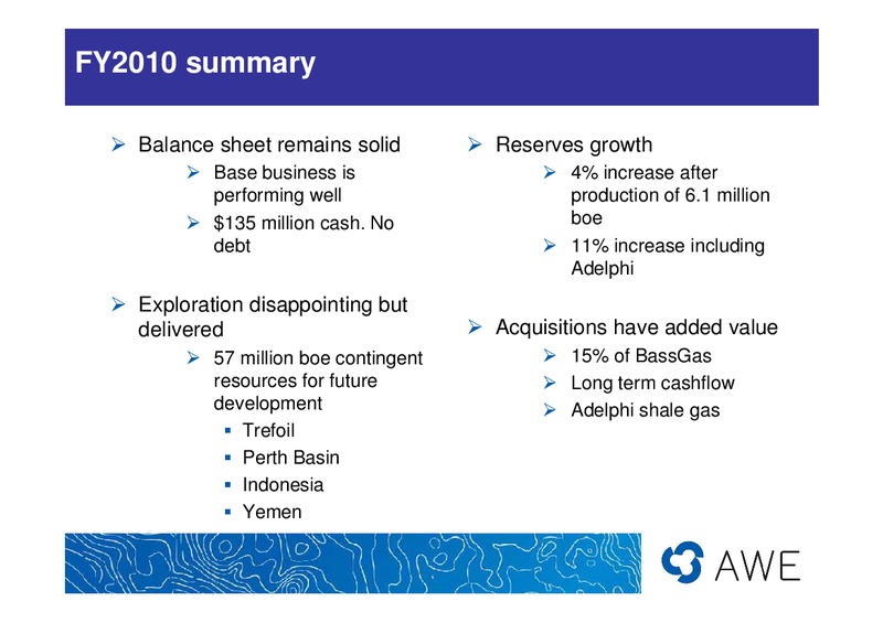 FY2010 RESULTS – Awe Limited – slide 2