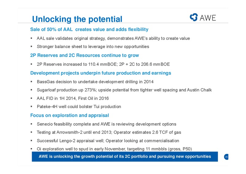 2012 13 FULL YEAR RESULTS – Awe Limited – slide 34
