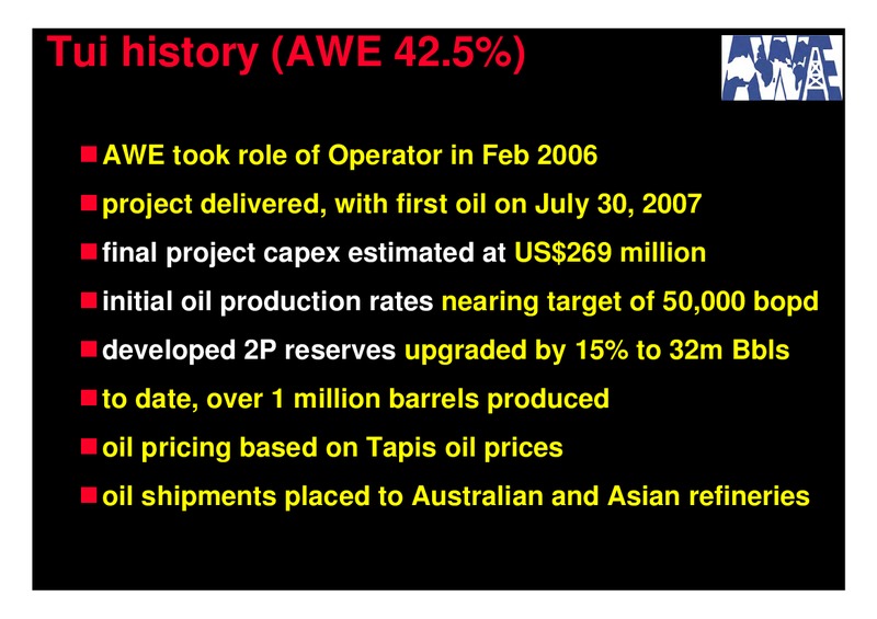 AUSTRALIAN WORLDWIDE EXPLORATION – Awe Limited – slide 24