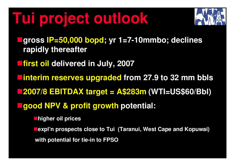 AUSTRALIAN WORLDWIDE EXPLORATION – Awe Limited – slide 33