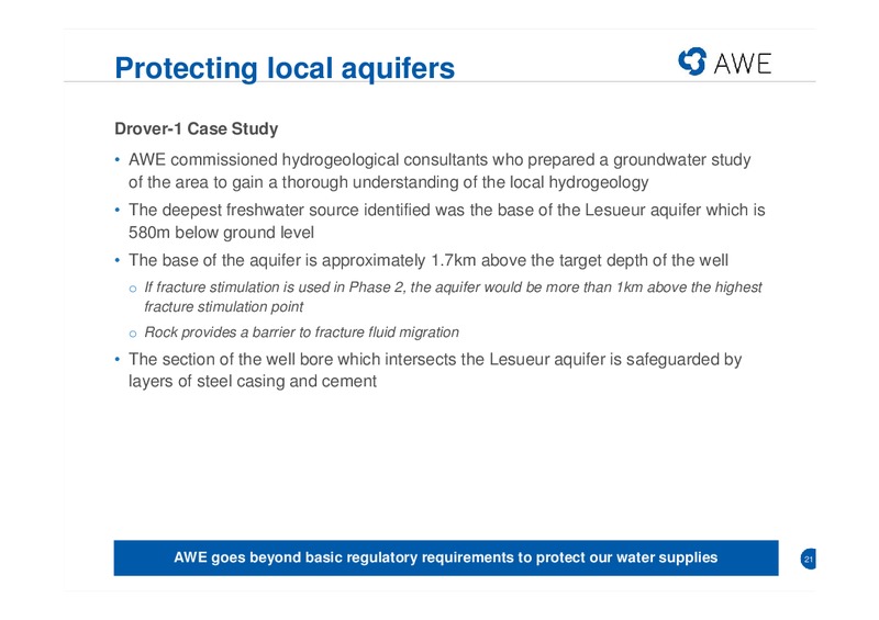 MID WEST ECONOMIC AND RESOURCES SUMMIT – Awe Limited – slide 20