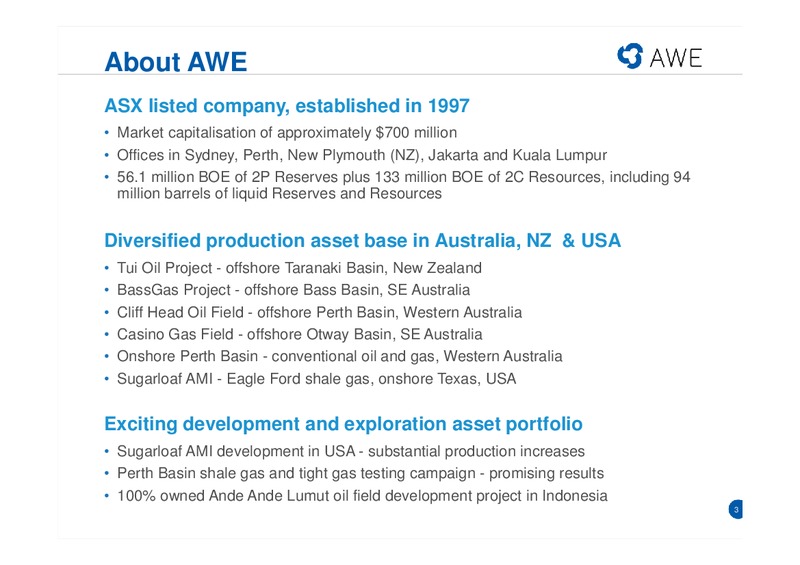 CITI CONFERENCE – Awe Limited – slide 2
