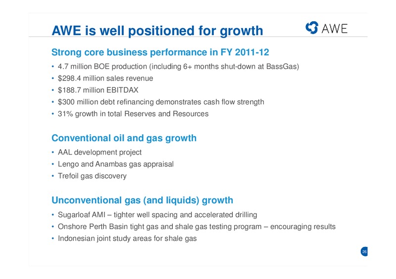 CITI CONFERENCE – Awe Limited – slide 25