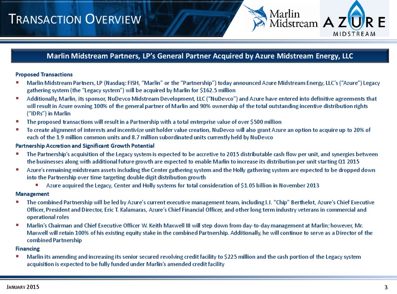 JANUARY 2015 INVESTOR PRESENTATION – Azure Midstream Energy Llc – slide 2