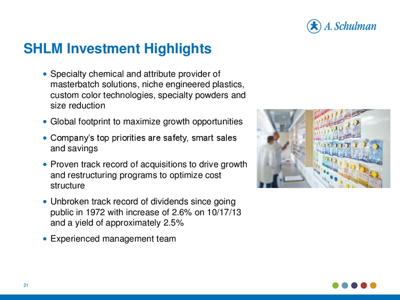 Investor Presentation – A. Schulman Inc. – slide 21