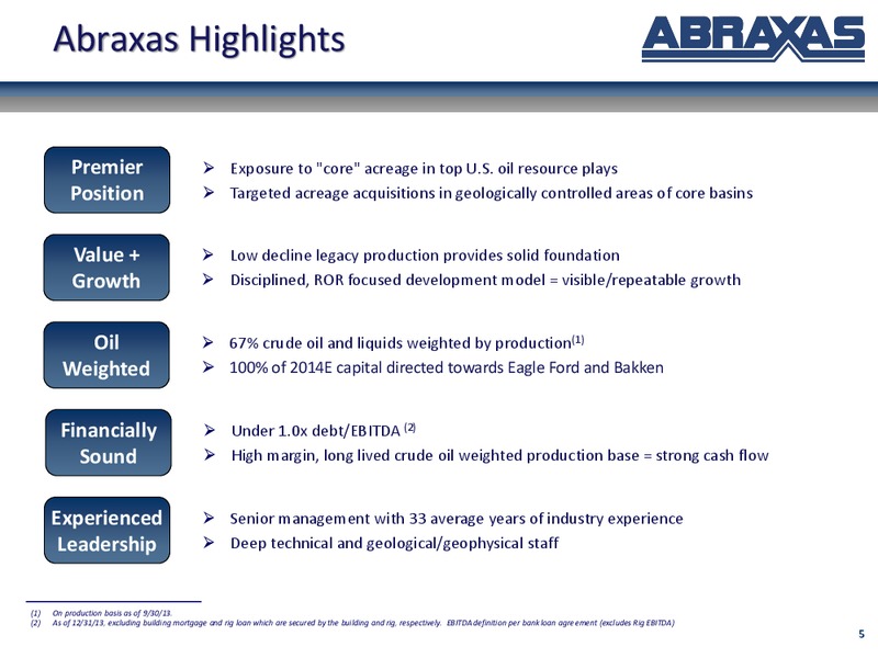 January 2014 Corporate Update – Abraxas Petroleum Corp. – slide 4