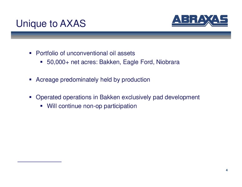 Febuary 2012 OGIS – Abraxas Petroleum Corp. – slide 3