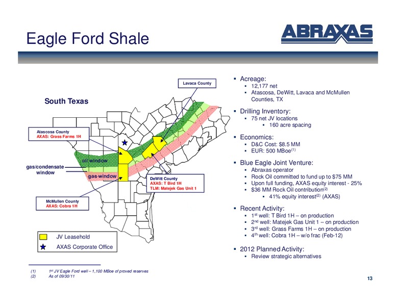 Febuary 2012 OGIS – Abraxas Petroleum Corp. – slide 12