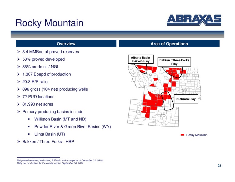 Febuary 2012 OGIS – Abraxas Petroleum Corp. – slide 22