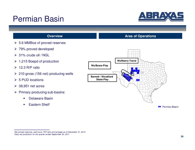 Febuary 2012 OGIS – Abraxas Petroleum Corp. – slide 23