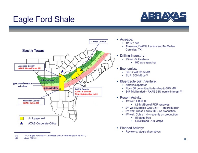 April 2012 OGIS – Abraxas Petroleum Corp. – slide 11
