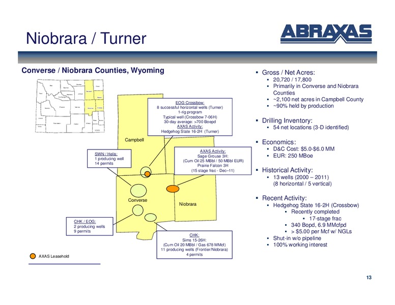 April 2012 OGIS – Abraxas Petroleum Corp. – slide 12