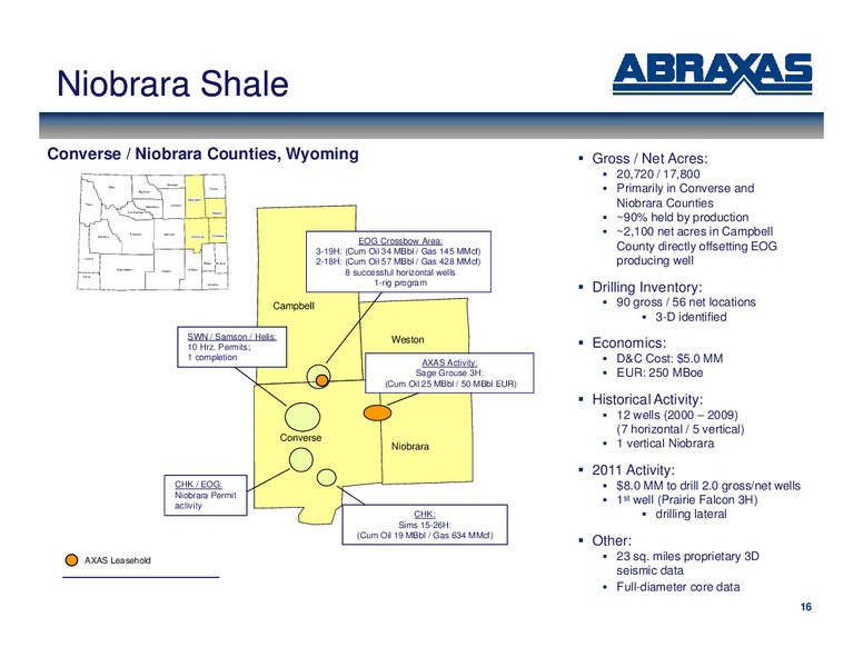 September 2011 OGIS – Abraxas Petroleum Corp. – slide 15