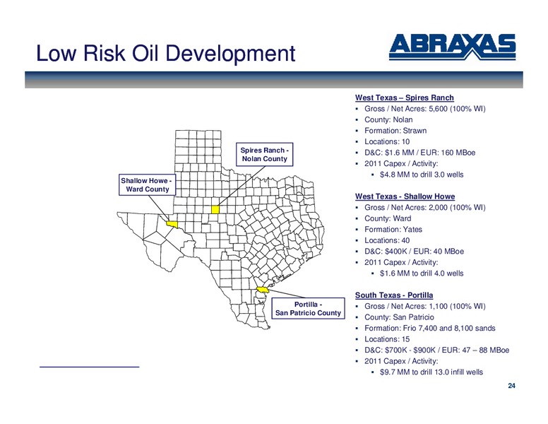 September 2011 OGIS – Abraxas Petroleum Corp. – slide 23