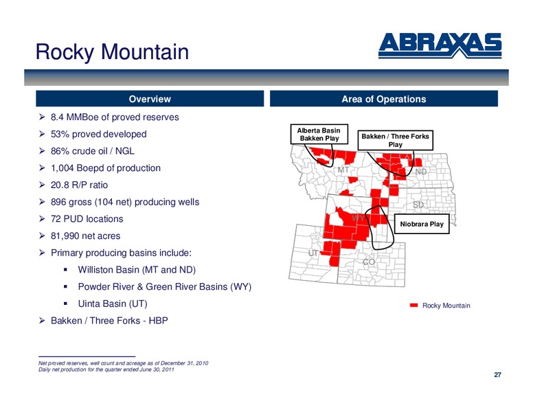 September 2011 OGIS – Abraxas Petroleum Corp. – slide 26