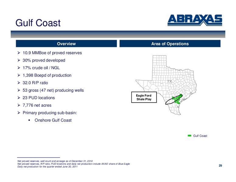 September 2011 OGIS – Abraxas Petroleum Corp. – slide 28
