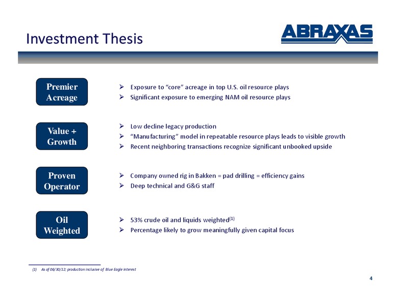 November 2012 Corporate Update – Abraxas Petroleum Corp. – slide 3