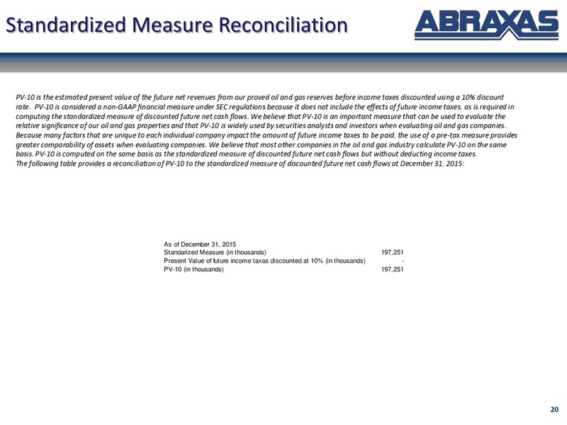 February 2017 Corporate Update – Abraxas Petroleum Corp. – slide 19