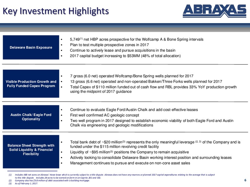 April 2017 Corporate Update – Abraxas Petroleum Corp. – slide 5