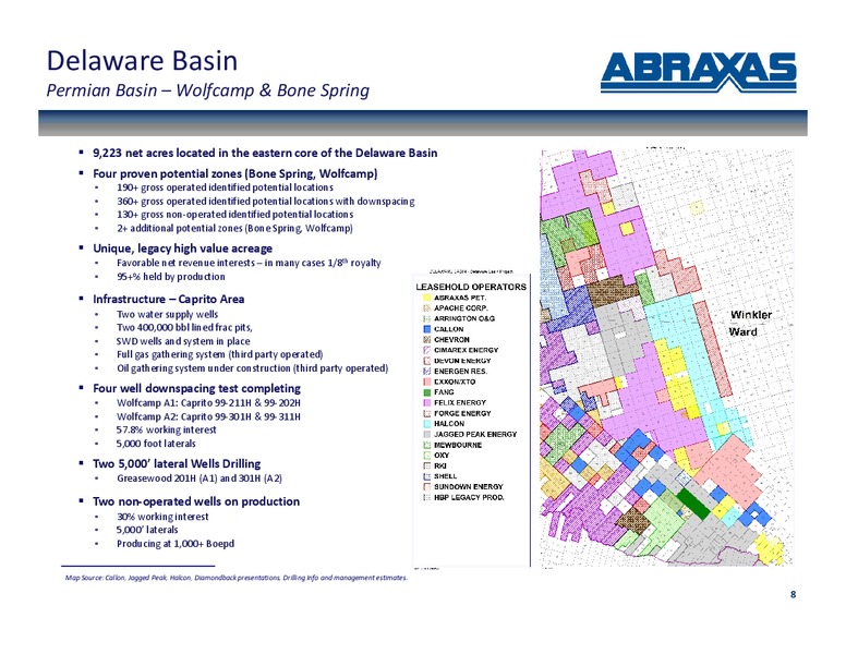 1Q 2018 Earnings Presentation – Abraxas Petroleum Corp. – slide 7