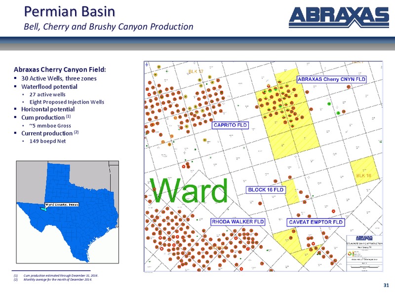 August 2015 Investor Presentation – Abraxas Petroleum Corp. – slide 30