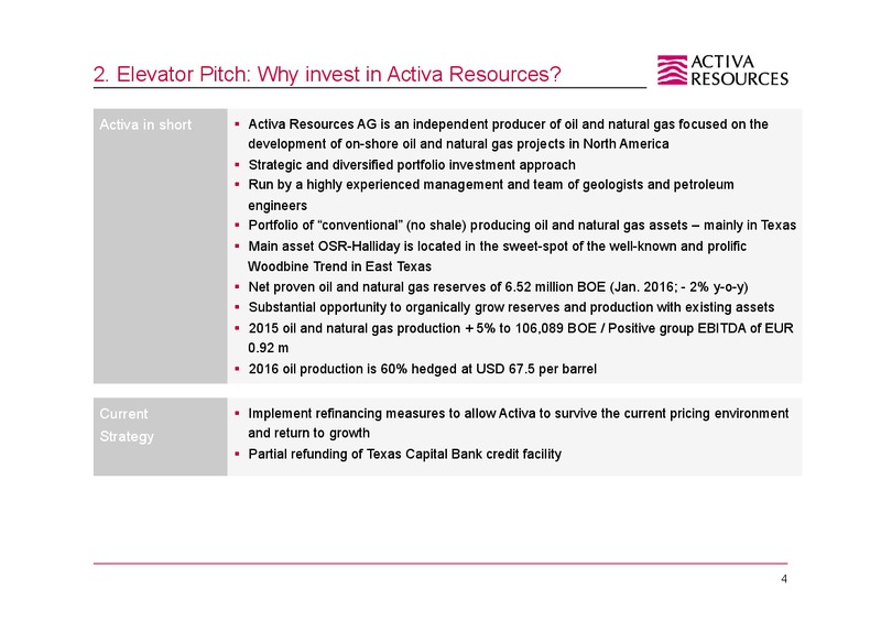 June 2016 Corporate Presentation – Activa Resources Ag – slide 4