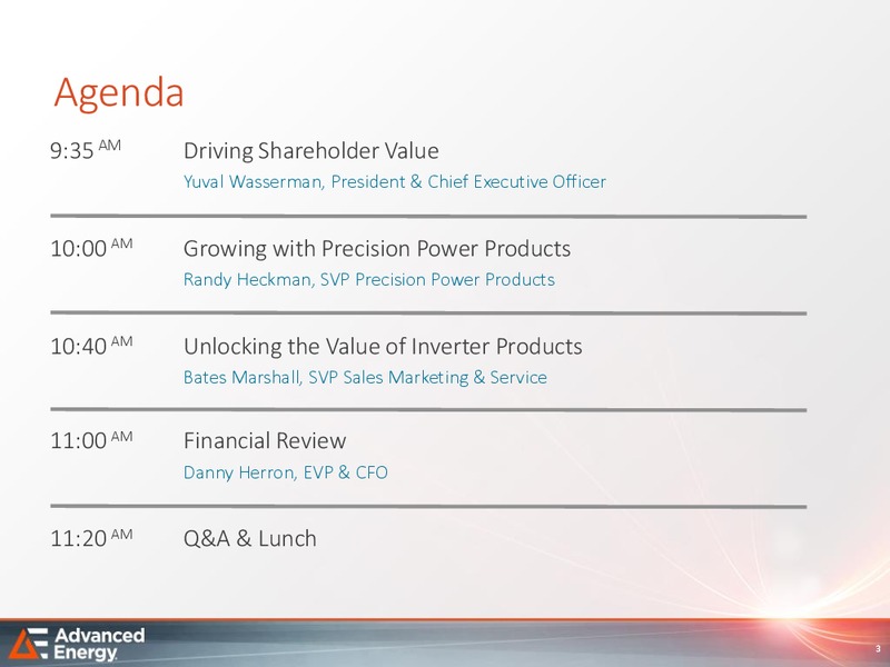 Analyst Day – Advanced Energy – slide 2