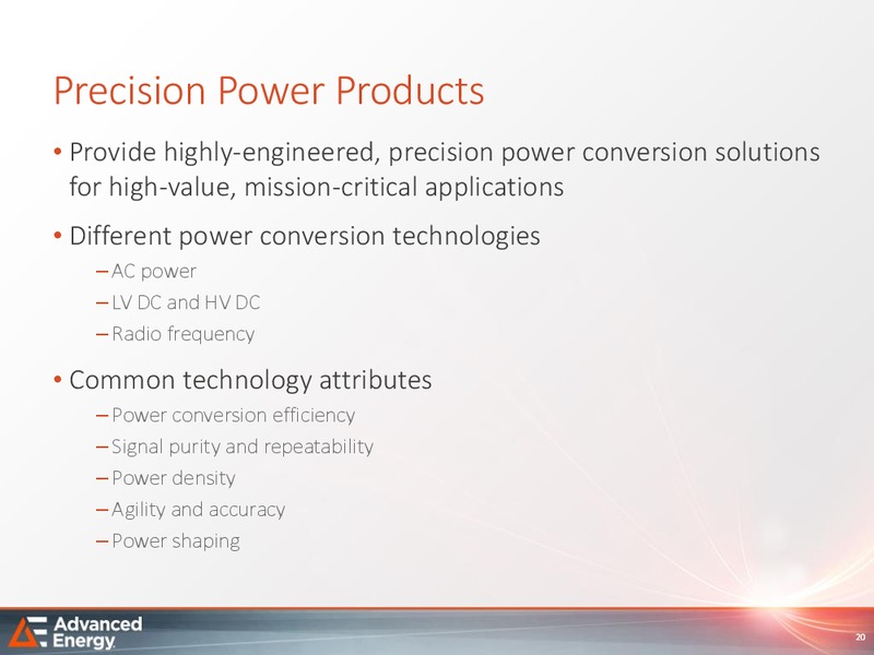 Analyst Day – Advanced Energy – slide 19