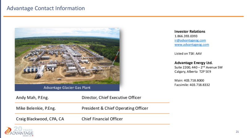 September 2021 Investor Presentation – Advantage Energy Ltd. – slide 21