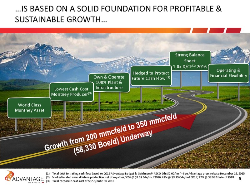 August 2016 Investor Presentation – Advantage Oil & Gas Ltd. – slide 5