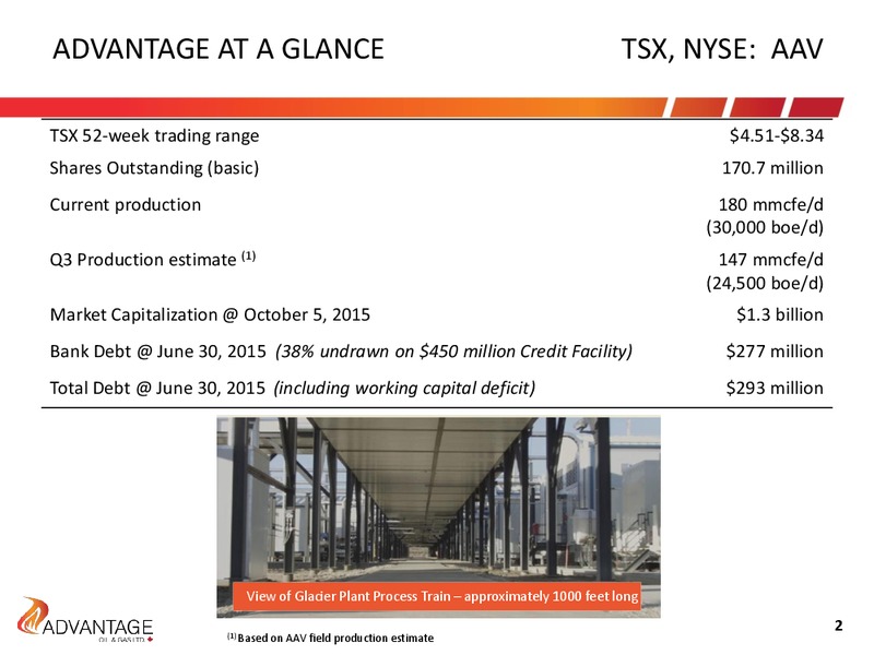 October 2015 Investor Presentation – Advantage Oil & Gas Ltd. – slide 2
