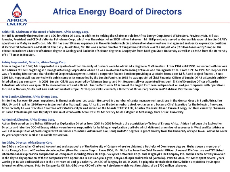 May 2015 Annual General Meeting – Africa Energy – slide 10