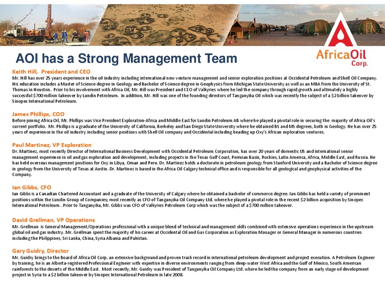 JANUARY 2012 INVESTOR PRESENTATION – Africa Oil Corp. – slide 32
