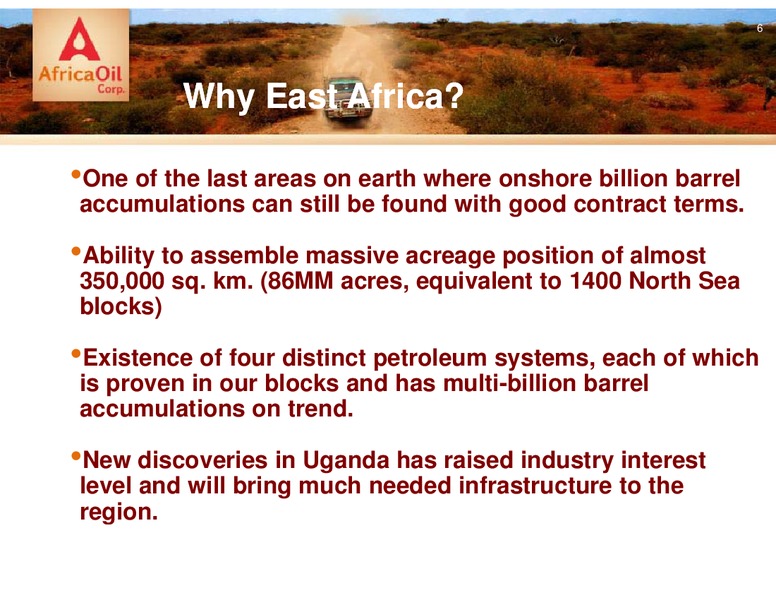 FEBRUARY 2011 INVESTOR PRESENTATION – Africa Oil Corp. – slide 6