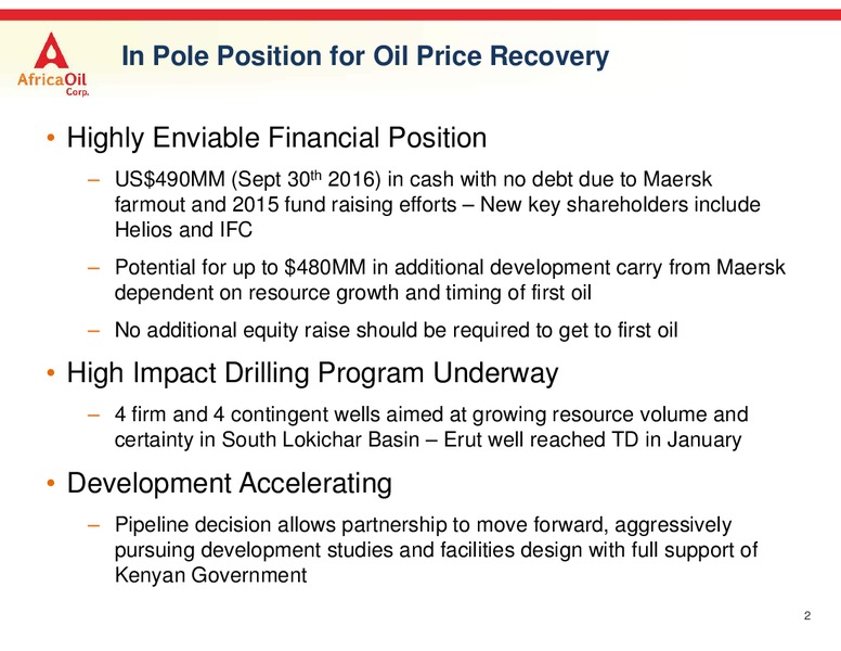 February 2017 Corporate Presentation – Africa Oil Corp. – slide 2